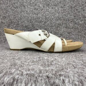 ✅Mossimo Paige Womens 9 White Strappy Thong Wedge Sandals All Man-Made Materials